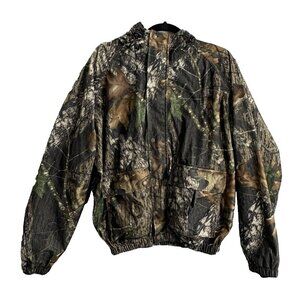 MAD DOG Gear Men Coat Size M Brown Camo Hooded Leaves Hunting Outdoors C-18